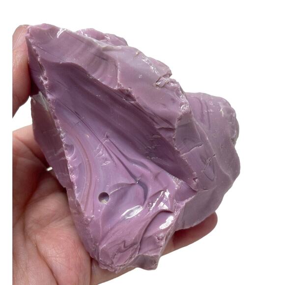 Lavender Vaseline Swirl Slag Art Glass Cullet Glowing Uranium Glass #4GX46 - Picture 7 of 8